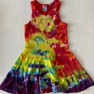 DENNYS Tie-Dye Dress with Studded Peace Sign